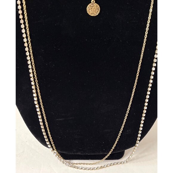 Express Multi Strand Layered Necklace Rhinestone Charms - Picture 3 of 6
